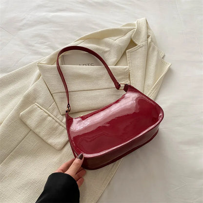Patent Leather Shoulder Bag for Women – Glossy Underarm Purse