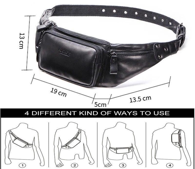 Real Leather Sports Fanny Pack Multifunctional Mobile Phone Storage Large Capacity Men Women General