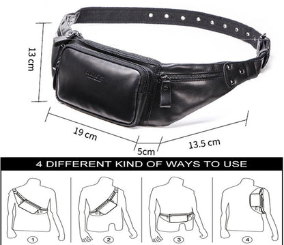 Real Leather Sports Fanny Pack Multifunctional Mobile Phone Storage Large Capacity Men Women General