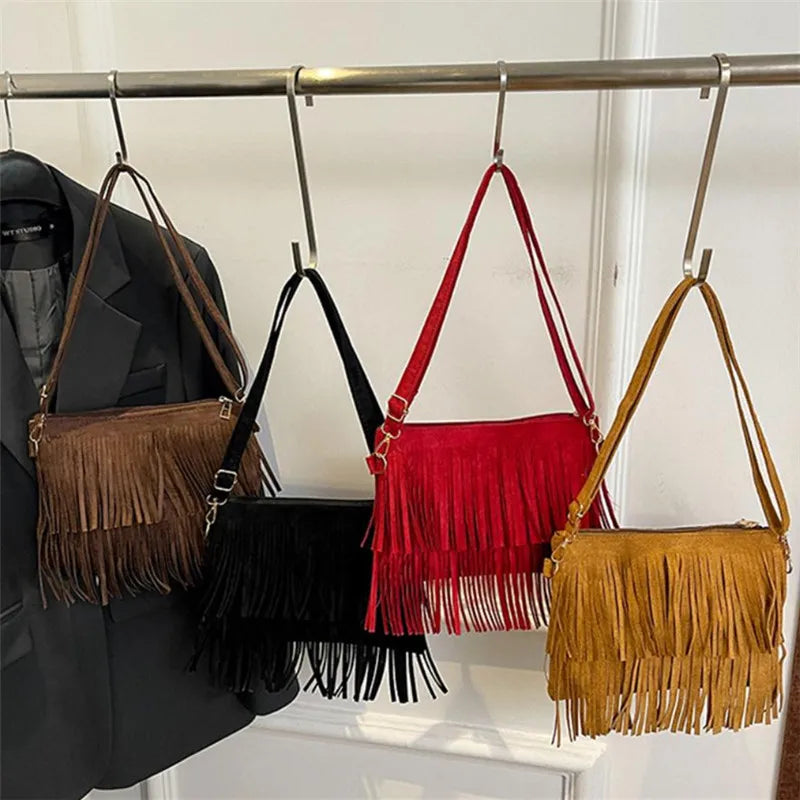 Vintage Tassel Fringe Crossbody Bag for Women