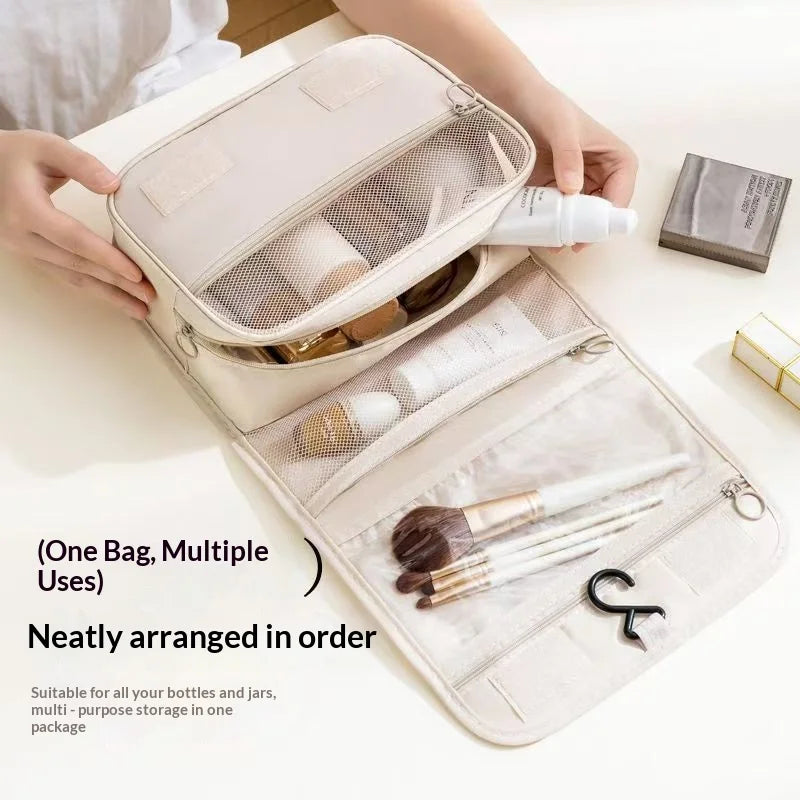 Homefish Portable Hanging Hook Cosmetic Bag Waterproof Wear Resistant Travel Organizer Multi-Layer