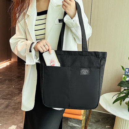 Large Canvas Tote Bag – Women's Soft Shoulder Bag for Students