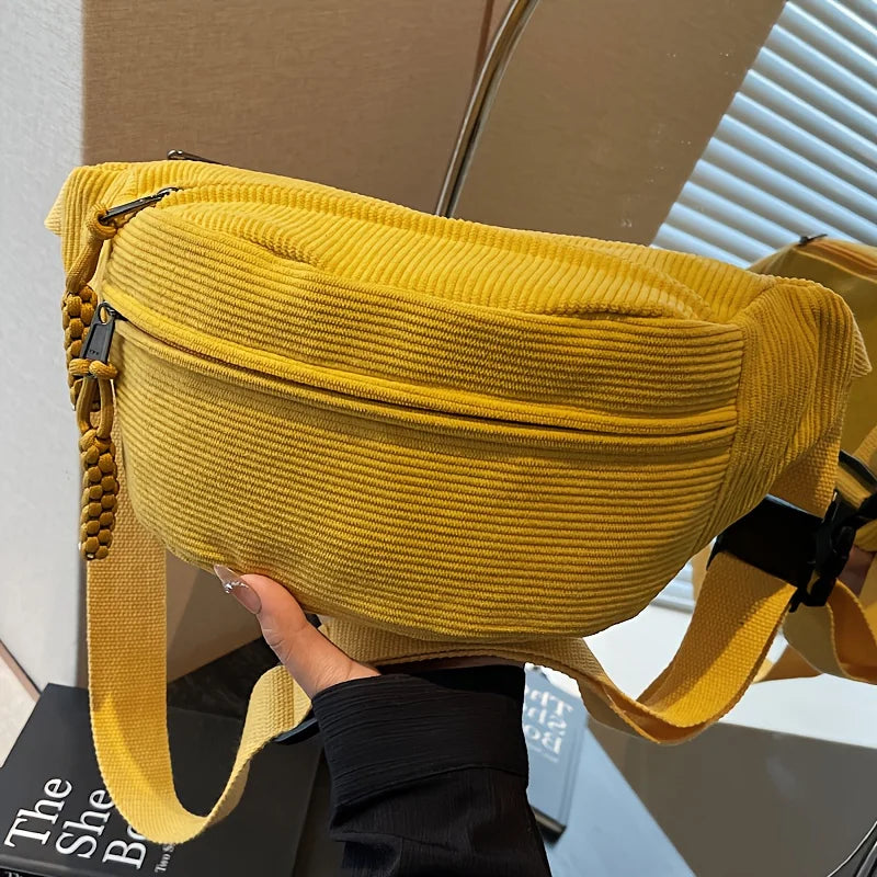Corduroy Waist Bag – Women's Adjustable Crossbody Fanny Pack
