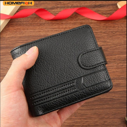1 Homefish Slim Male Short Leather Wallet Multi Card Holders Design