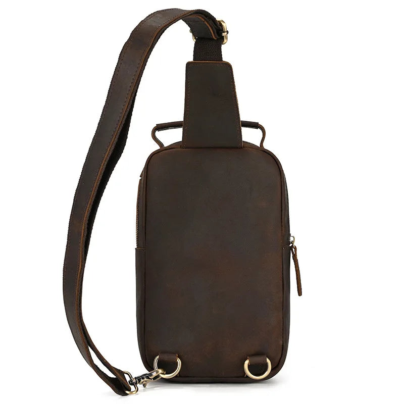 Crazy Horse Skin Breast Bag Head Layer Cowhin Retro Crossbody Outdoor Shoulder Leather Large