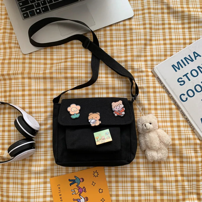 Cute Small Canvas Bag Female Crossbody Bags Girls Women Handbags Shoulder Ladies Cellphone Diagonal