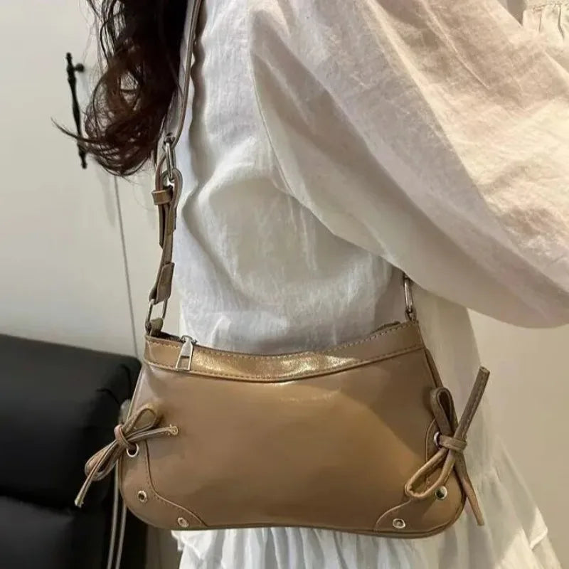 Bow Underarm Bag – Soft Leather Shoulder & Crossbody Purse