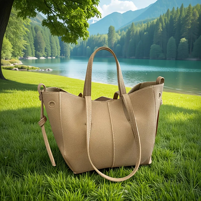 Stylish Casual Tote Bag Large Capacity Pu Leather Handbag Women Wing Bag Commuting Shoulder Armpit