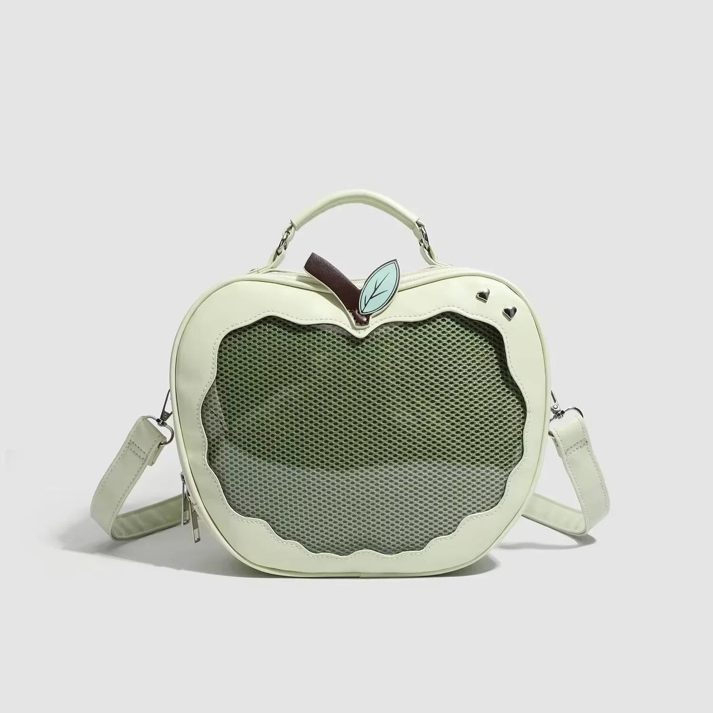 Apple-Shaped Ita Crossbody Bag – Transparent Window Shoulder Bag for Women