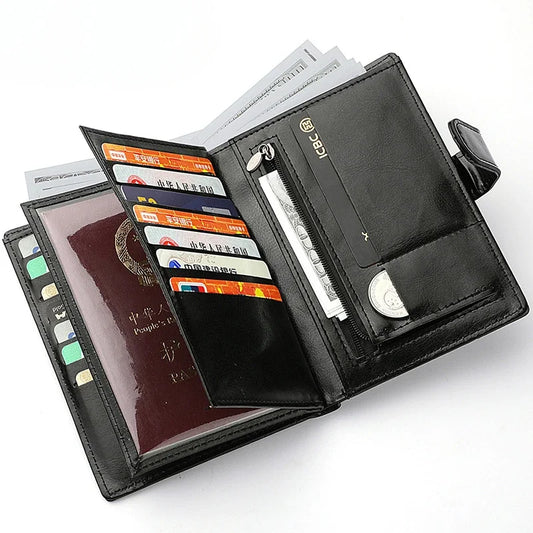 Document Bag Passport Multi-Function Card Holder Ticket Cash Large Banknote Slot Men S Travel Wallet