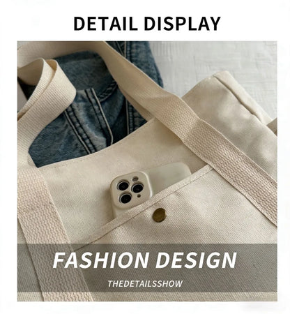 Homefish Capacity Canvas Tote Bags Work Commuting Carrying Bag College Style Student Outfit Book