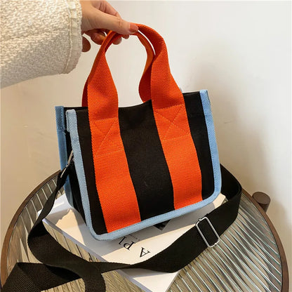 Canvas Contrast Color Crossbody Bag for Women – Tote Shoulder Bag