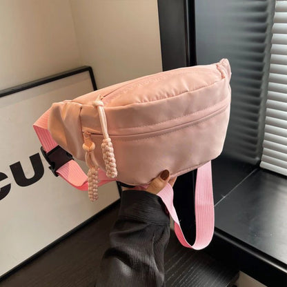Women S Lightweight Nylon Waist Bag Large Capacity Zipper Multiple Compartments Crossbody Stylish