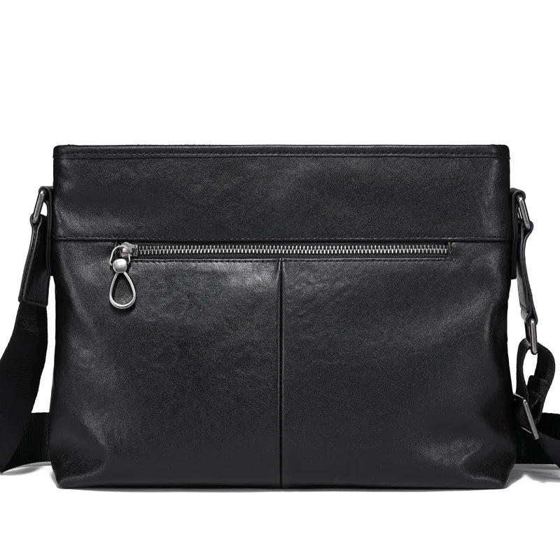 Top-Grain Cowhide Single-Shoulder Bag Men Casual Crossbody Bag Large-Capacity Single-Shoulder