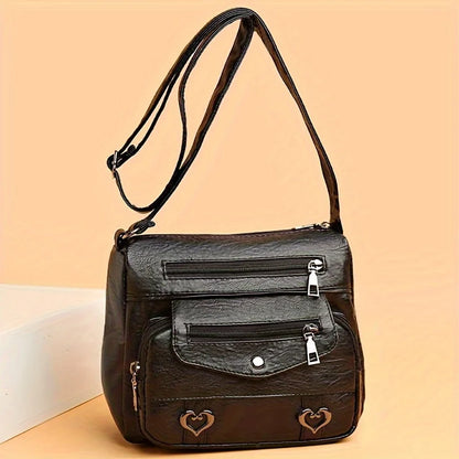 Men S Stylish Soft Leather Crossbody Bag Casual Shoulder Adjustable Strap - Soft