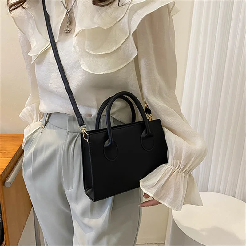 Small Crossbody Tote Bag – Dual Handle Retro Handbag for Women