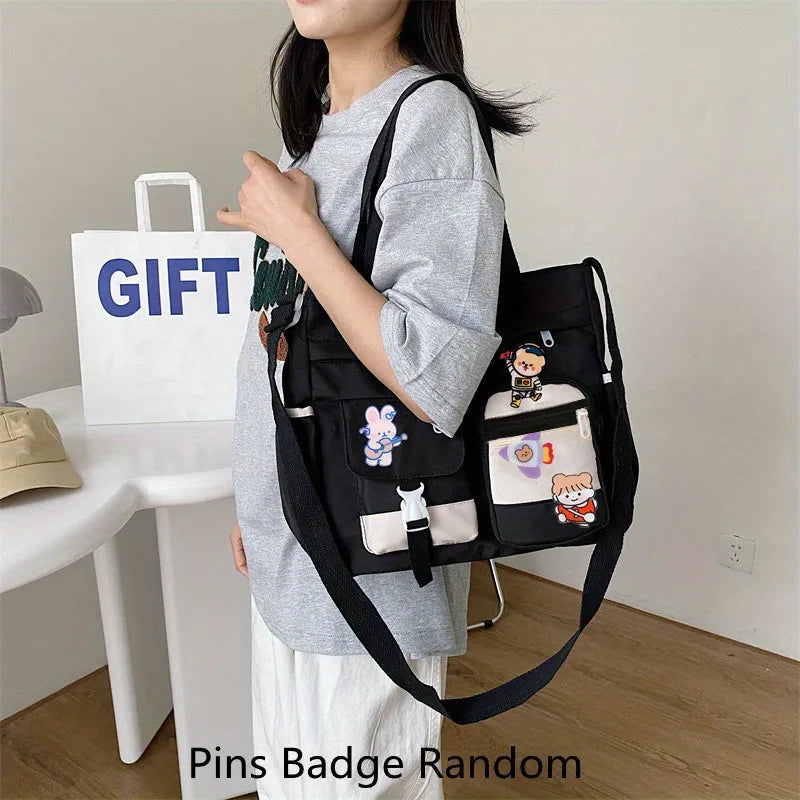 Canvas Tote Shoulder Bag for Teen Girls – Cute Kawaii Style