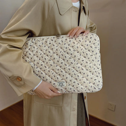 Casual Floral Pattern Quilted Argyle Laptop Bag Oxford Briefcase Soft Shockproof Multi-Size Zipper
