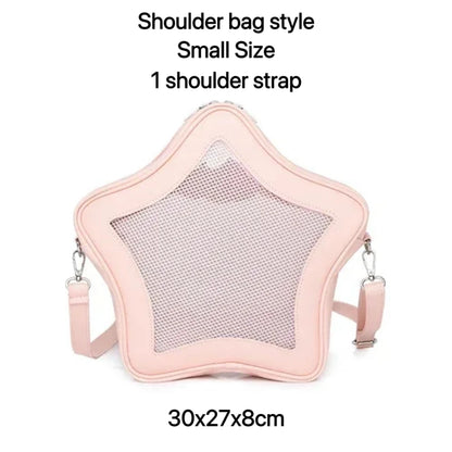 Star-Shaped Ita Bag – Kawaii Transparent Shoulder Bag for Badge Display