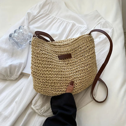 Rattan Straw Crossbody Bag – Women's Woven Beach Shoulder Bag