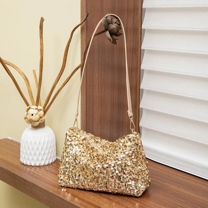 Shimmer Sequin Shoulder Bag Sparkly Versatile Underarm Bags Evening Parties