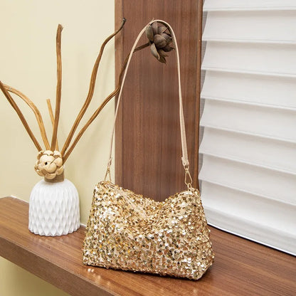 Shimmer Sequin Shoulder Bag Sparkly Versatile Underarm Bags Evening Parties