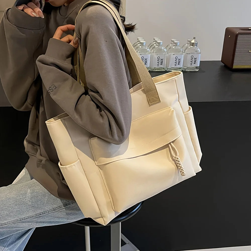 Nylon Tote Bag with Multiple Pockets – Lightweight Foldable Everyday Bag