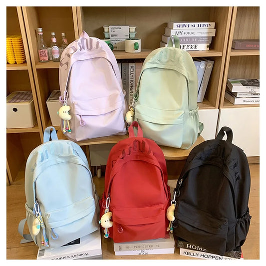 Light Nylon Simple Student Schoolbag Color Collision Large Capacity 16 Inch Computer Backpack Travel