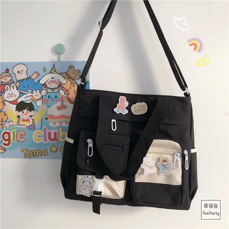 Waterproof Tote Bag for Women – Nylon Canvas Shoulder & Crossbody Handbag