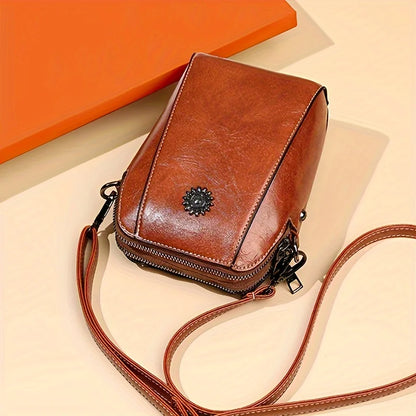 Soft Leather Mobile Phone Bag Women Mini Vertical Style Small Bag Putting Mobile Phones Purse - Soft