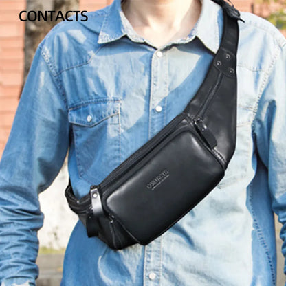 Real Leather Sports Fanny Pack Multifunctional Mobile Phone Storage Large Capacity Men Women General