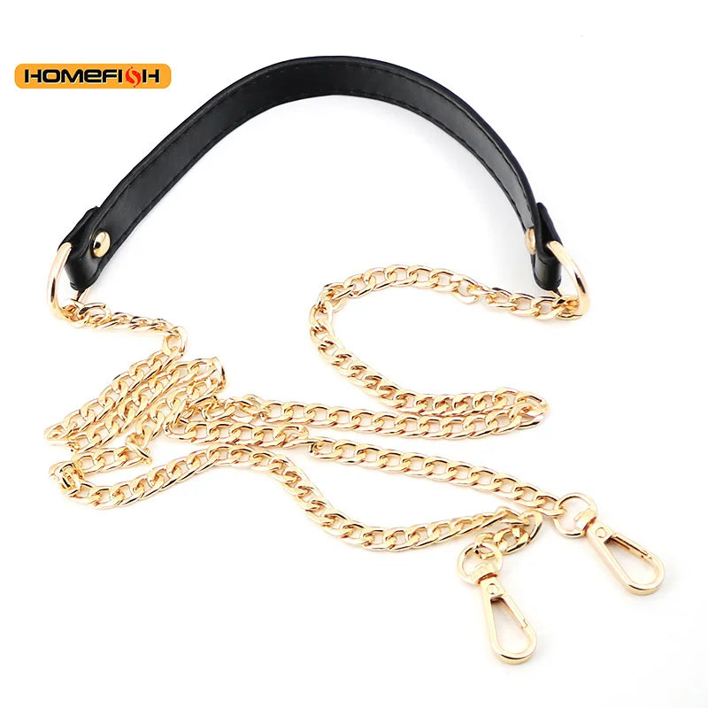 120cm Replacement Metal Bag Chain Strap Pu Leather Shoulder Strap Diy Handbag Crossbody Bag