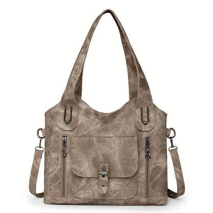 Retro Vegan Leather Women's Shoulder Tote Bag