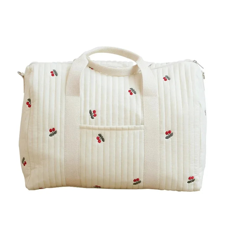 Quilted Embroidery Duffle Bag – Cute Lightweight Mommy Tote