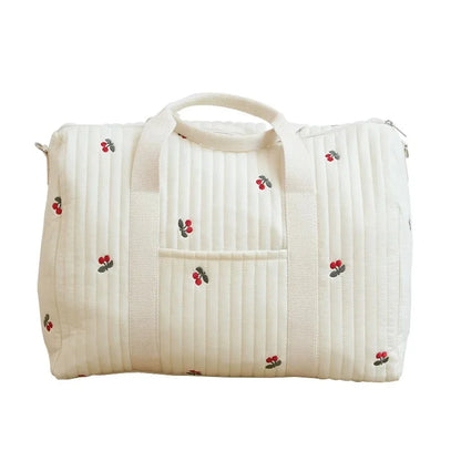 Quilted Embroidery Duffle Bag – Cute Lightweight Mommy Tote