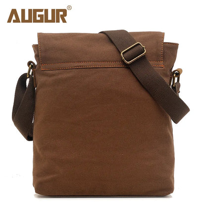 Men S Canvas Leather Patchwork Crossbody Single-Shoulder Bag