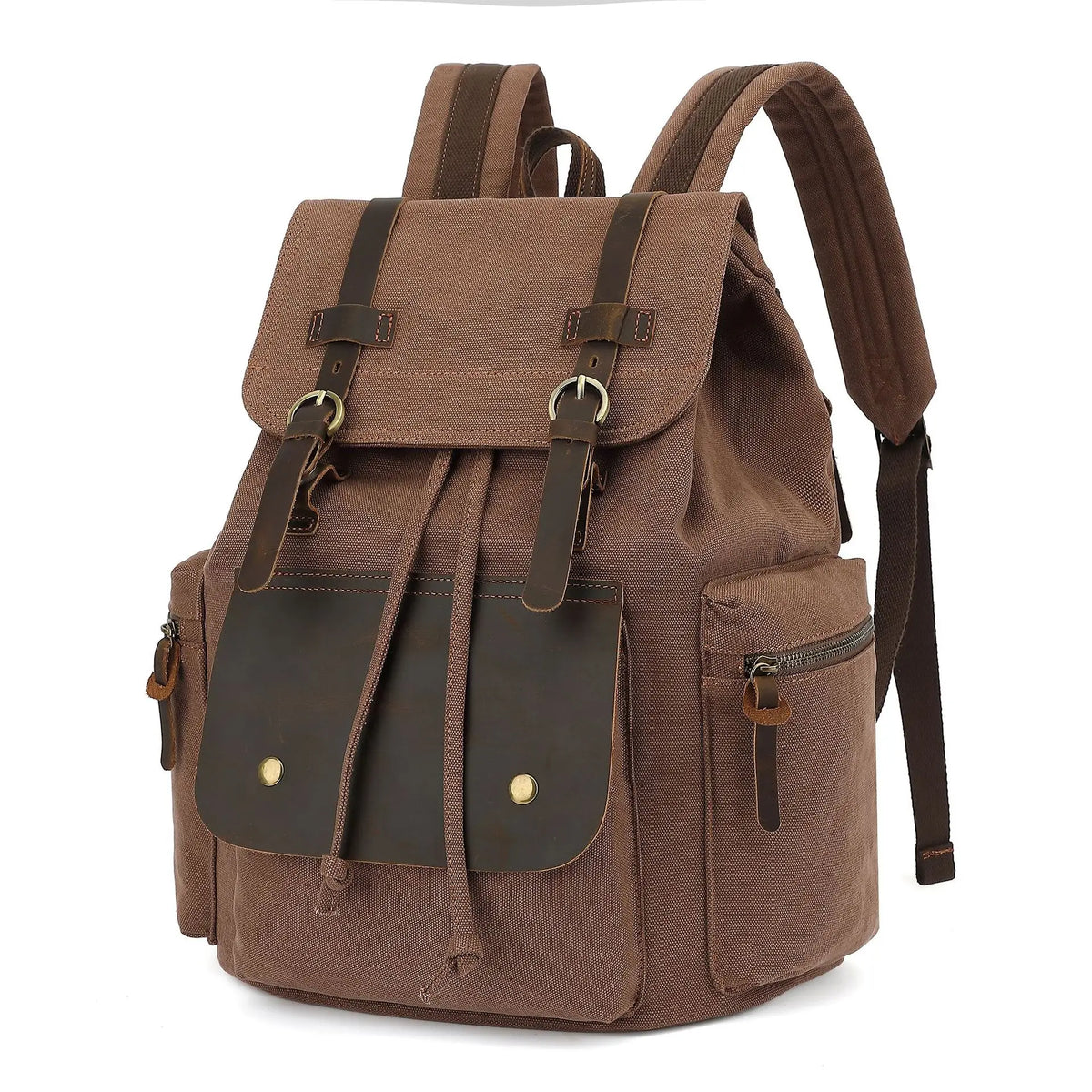 Retro Bag Lid Wear-Resistant Canvas Men S Backpack Large Capacity 15 6-Inch Computer-Stored Travel