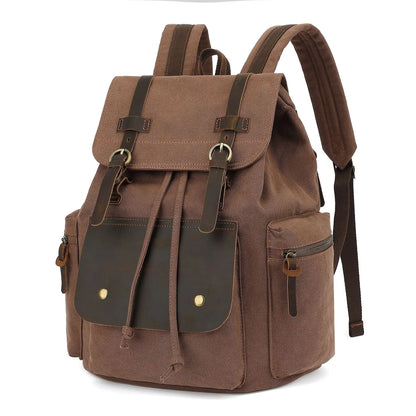 Retro Bag Lid Wear-Resistant Canvas Men S Backpack Large Capacity 15 6-Inch Computer-Stored Travel