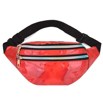 Ladies Laser Waist Bag Pu Multi-Function Color One Shoulder Sling Large Capacity Mobile Phone