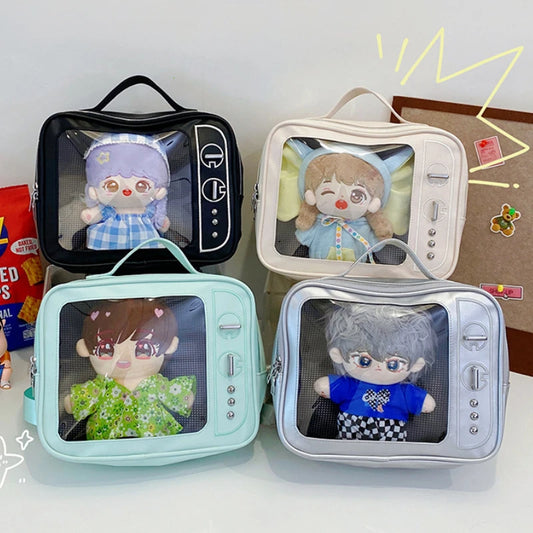 Y2k Japanese Kawaii Tv Design Ita Bag Cute Pu Shoulder Transparent Pocket Harajuku Crossbody Women
