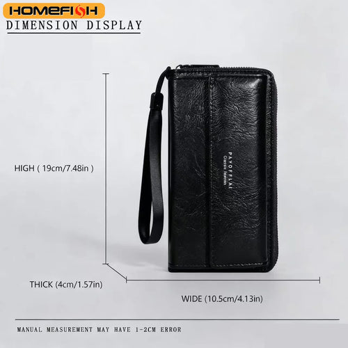 Homefish Men S Pu Zipper Handbag Large Capacity Long Wallet Clutch Bag Phone Multi Card Holder Coin