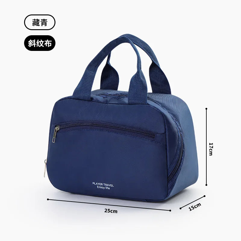 Simple Zipper Insulation Bag Aluminum Foil Thickened Lunch Box Handheld Double Bento Student - Thick