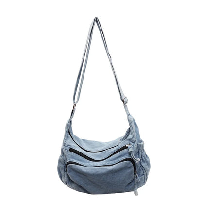 Denim Women S Large-Capacity Casual Crossbody Bag Student Commuting Tote Bag Crossbody