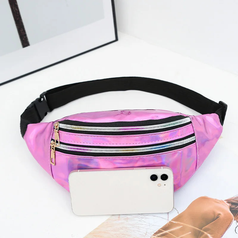 Trendy Personality Women S Waist Bag Laser Cool Lightweight Sport Leisure Female Belt Packs Outings