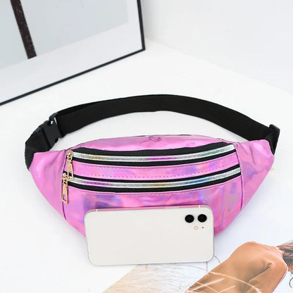 Trendy Personality Women S Waist Bag Laser Cool Lightweight Sport Leisure Female Belt Packs Outings