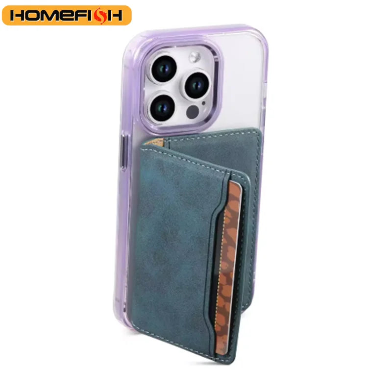 Homefish Artificial Leather Credit Card Magnetic Elastic Wallet 3 Slot Strong Accessories Id Clip