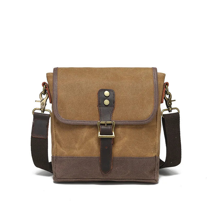 Vintage Canvas Shoulder Bag Cross-Body Wear Resistant Small Chest Men S Leather Briefcase