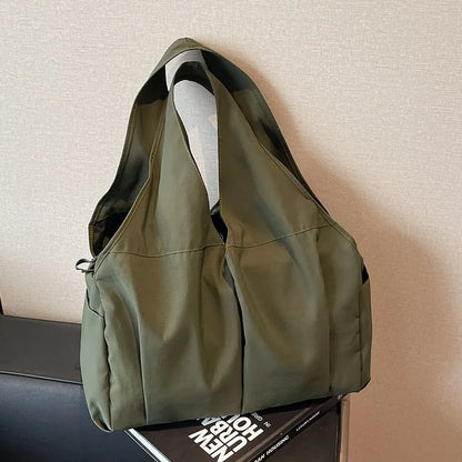 Large Nylon Shoulder Tote Bag – Soft Wrinkle Travel Handbag