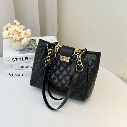 Stylish Straw Leather Tote Bag Gold Chain Grass Woven Women S Handbag Shoulder Bags Beach Days