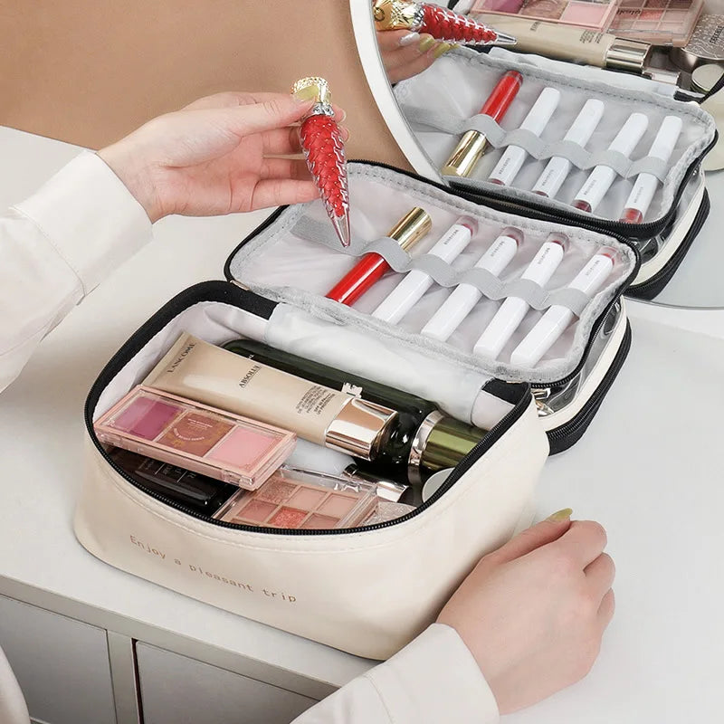 Double Pvc Cosmetic Bag Wash Handbag Large Capacity Multifunctional Portable Travel Skin Care
